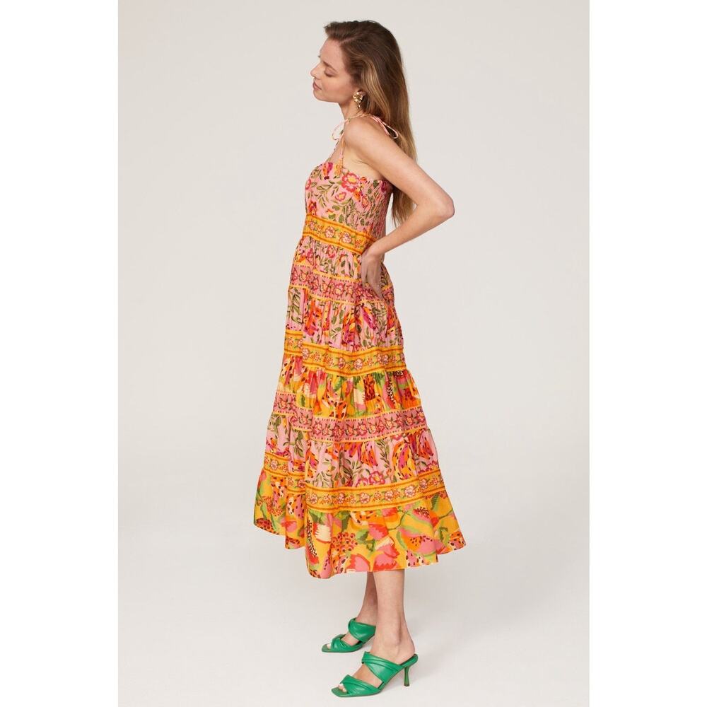 FARM RIO Mixed Fruits Floral Paradise Midi Dress ~ Small S Summer Vacation - Picture 3 of 12